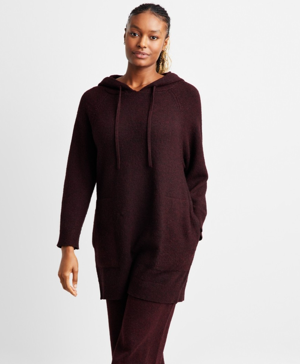 State of Day Women's Loungewear Tunic Hoodie Port Heather Size XXL 3506